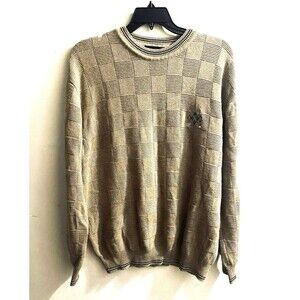 Fairway Outfitters Golf Sweater Men L Brown Textured Checks Golf Club Graphics